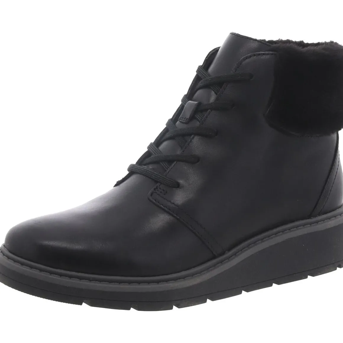 Leighly Lace Leather Faux Fur Trim Ankle Boots