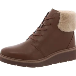 Leighly Lace Leather Faux Fur Trim Ankle Boots