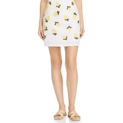 Lemon Embroidered Linen Blend Mini Skirt