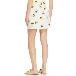 Lemon Embroidered Linen Blend Mini Skirt