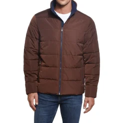 Lightweight Quilted Puffer Jacket with Fleece Lined Collar