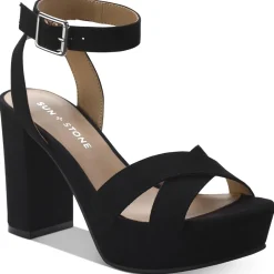 LILLAHF Faux Suede Ankle Strap Block Heel