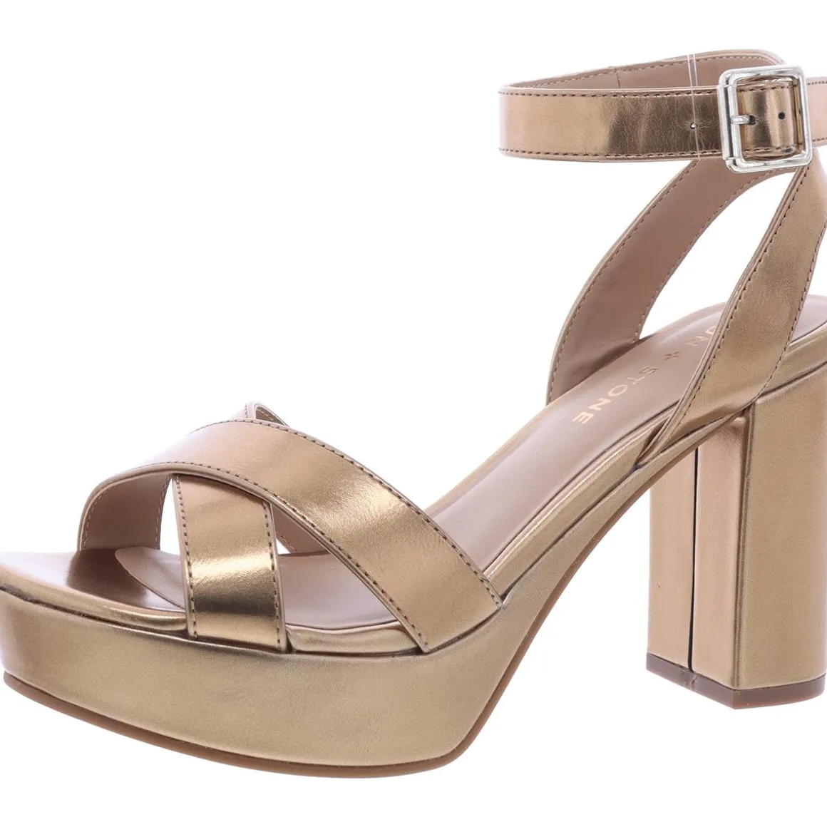 LILLAHF Faux Suede Ankle Strap Block Heel