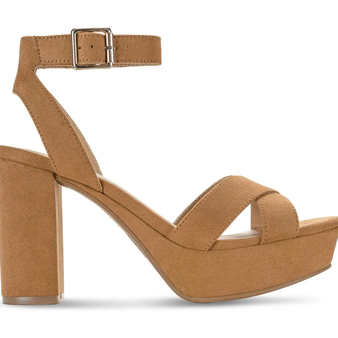 LILLAHF Faux Suede Ankle Strap Block Heel
