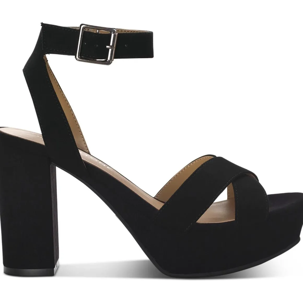 LILLAHF Faux Suede Ankle Strap Block Heel