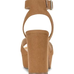 LILLAHF Faux Suede Ankle Strap Block Heel