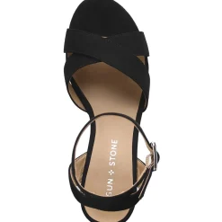 LILLAHF Faux Suede Ankle Strap Block Heel