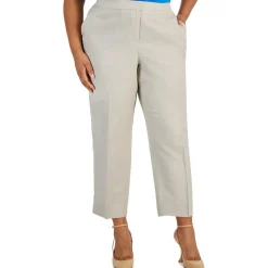 Linen Blend Mid-Rise Straight Leg Pants