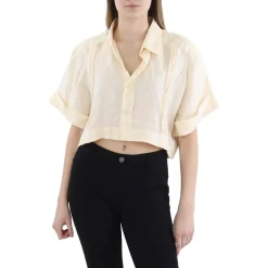 Linen Collared Button-Down Top
