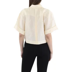 Linen Collared Button-Down Top