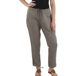 Linen Mid Rise Ankle Pants