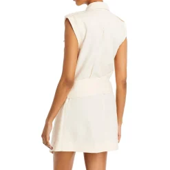 Linen Point-Collar Wrap Dress