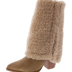 Livvy-F Faux Shearling Block Heel Mid-Calf Boots