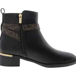 Logo Faux Leather Ankle Boots