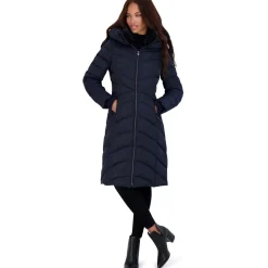 Long Quilted Puffer Coat with Faux Fur Collar