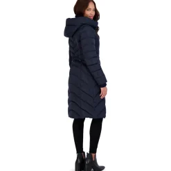 Long Quilted Puffer Coat with Faux Fur Collar