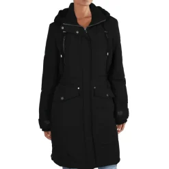 Long Quilted Winter Parka Coat with Drawstring Hood