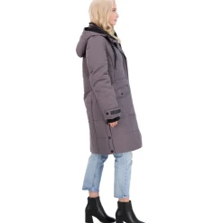 Long Quilted Winter Parka Coat with Drawstring Hood