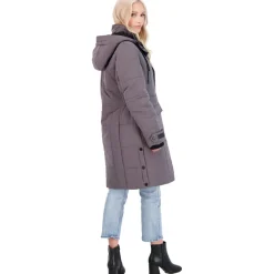 Long Quilted Winter Parka Coat with Drawstring Hood