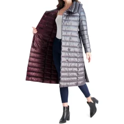 Long Quilted Winter Puffer Coat with Belted Waist