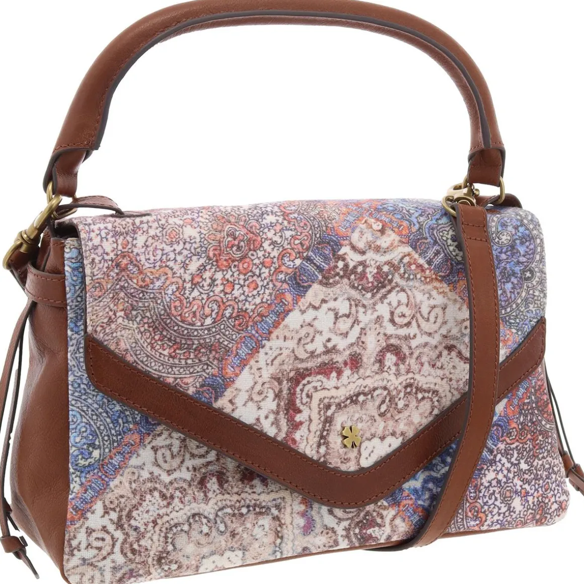 Love Leather Trim Canvas Shoulder Handbag