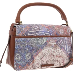 Love Leather Trim Canvas Shoulder Handbag