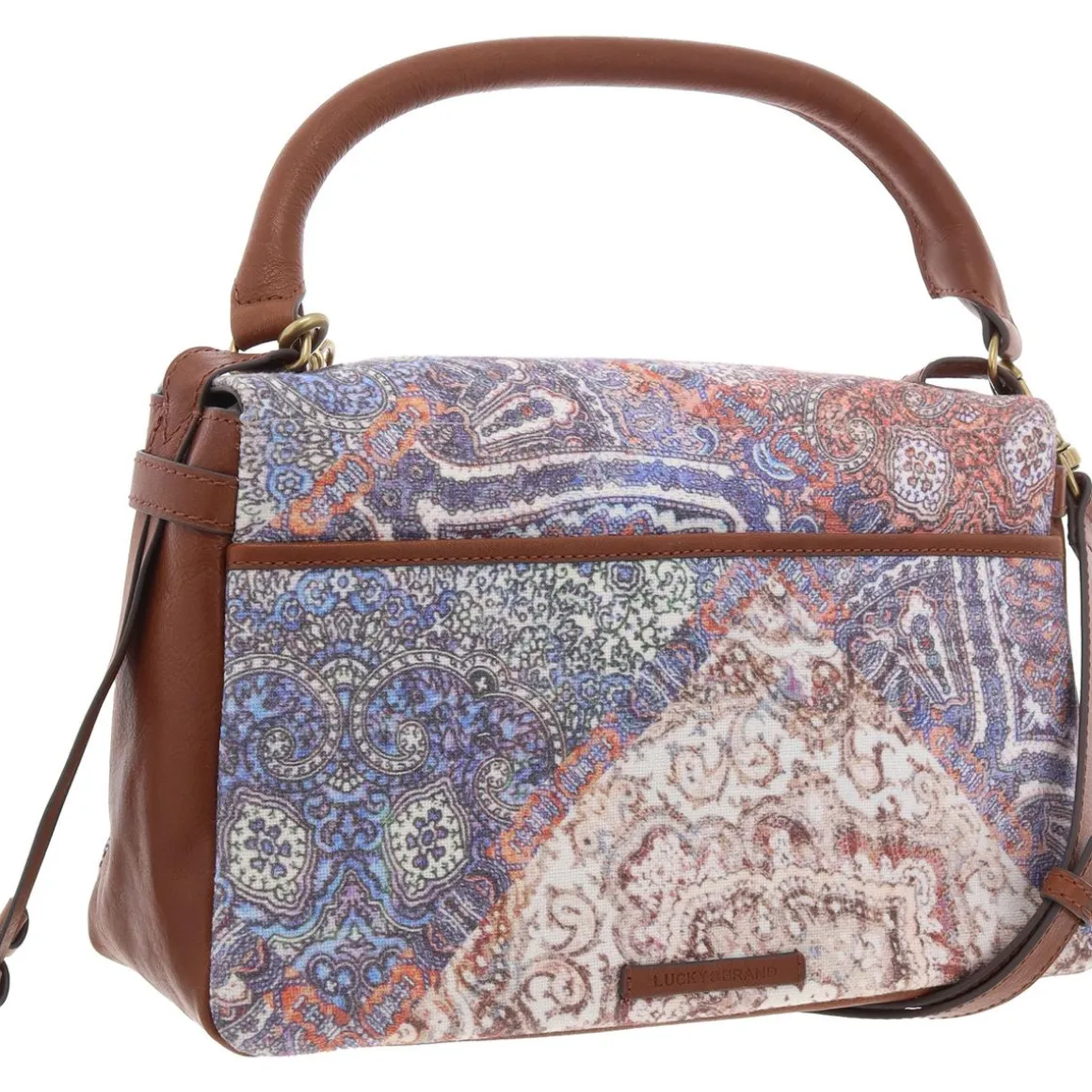 Love Leather Trim Canvas Shoulder Handbag