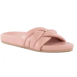 Low Key Glow Up Criss-Cross Leather Slide Sandals