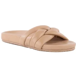 Low Key Glow Up Criss-Cross Leather Slide Sandals
