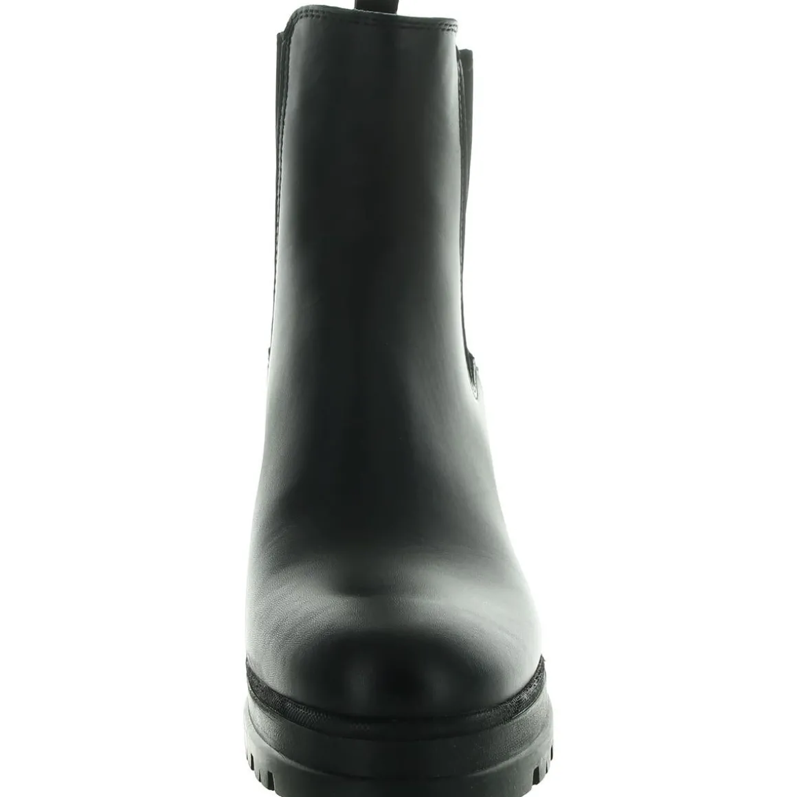 Lugged Sole Faux Leather Ankle Boots