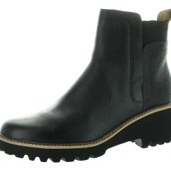 Lugged Sole Leather Ankle Boots