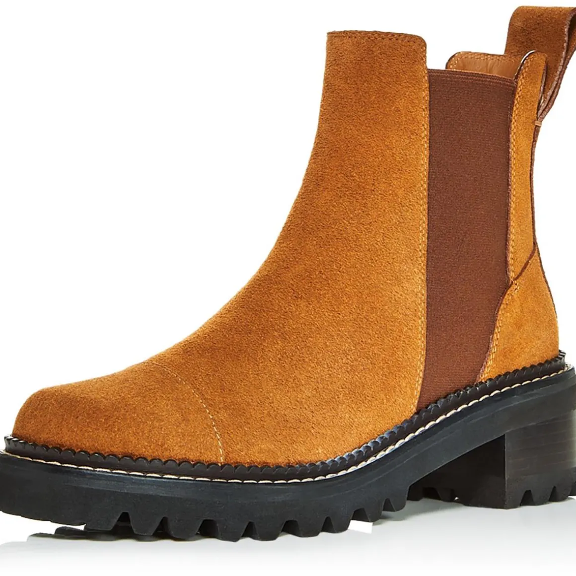 Lugged Sole Pull On Chelsea Boots