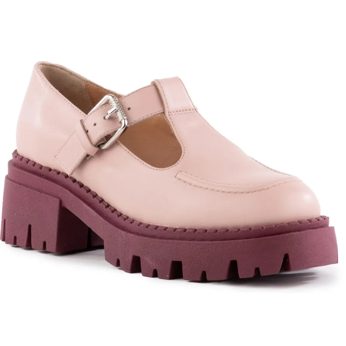 Luster Leather Lugged Sole Loafers