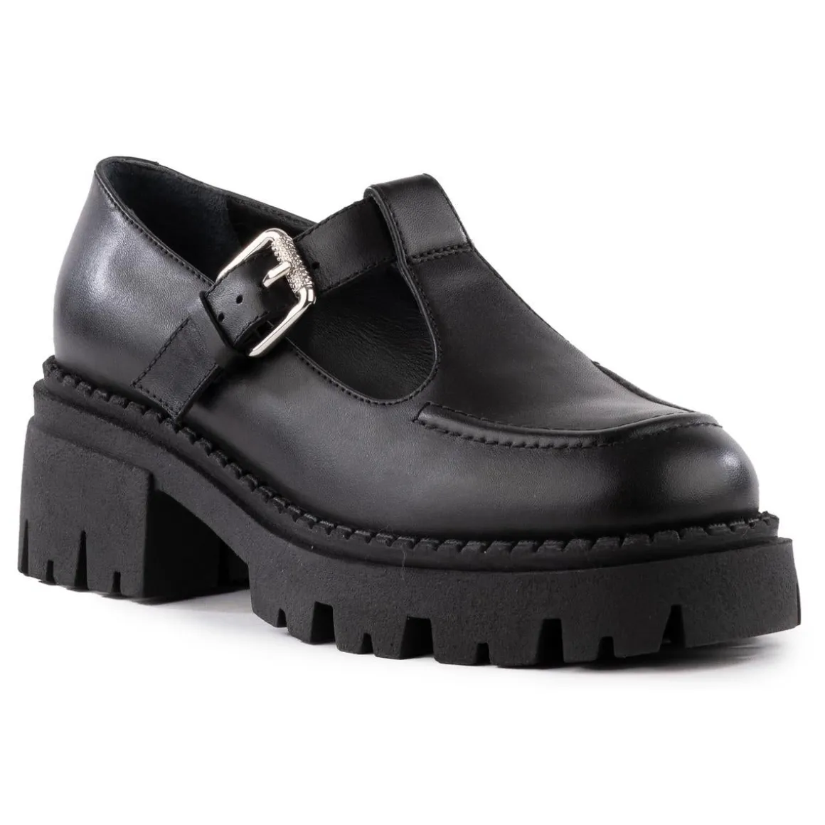 Luster Leather Lugged Sole Loafers