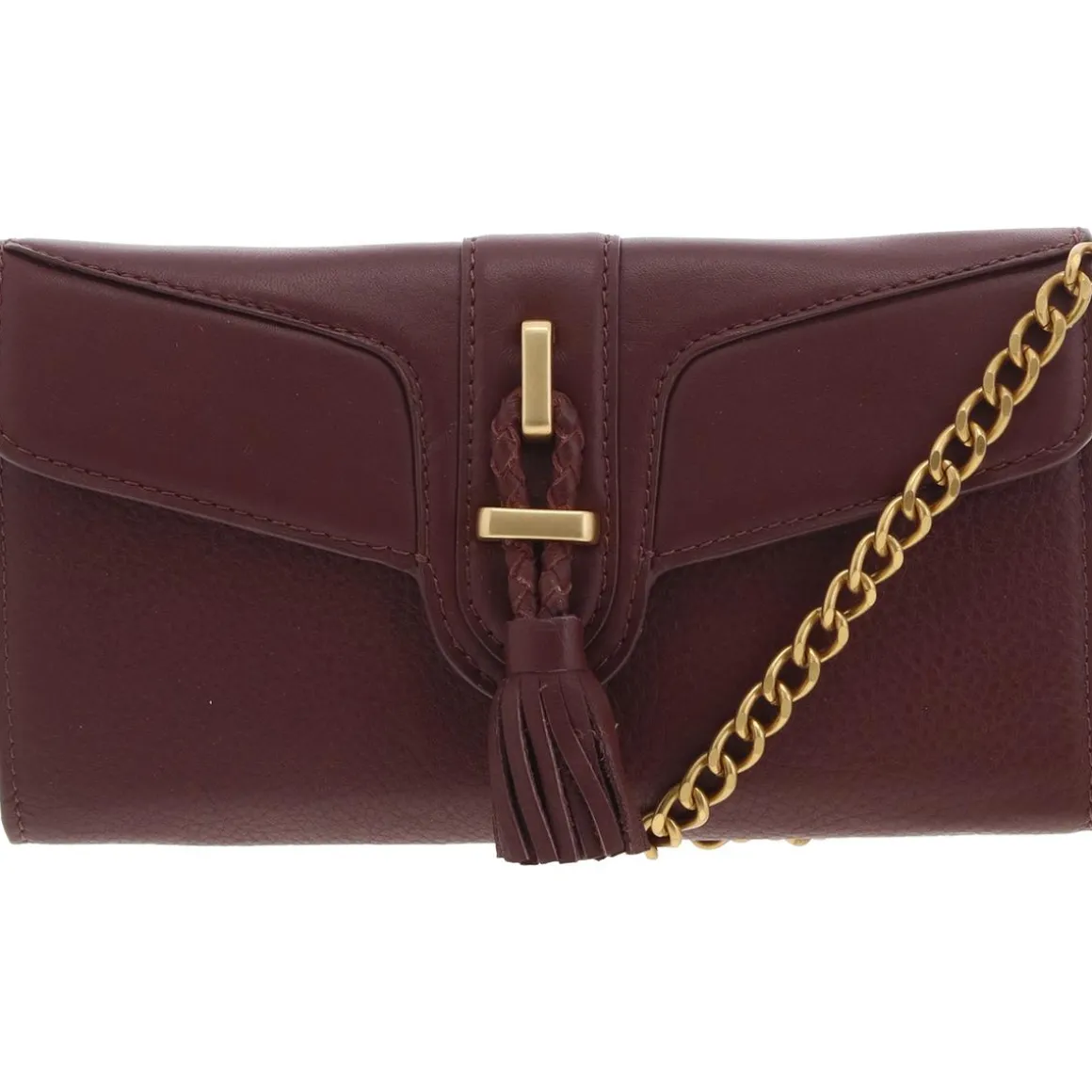 Maecy Fold-Over Leather Clutch Wallet