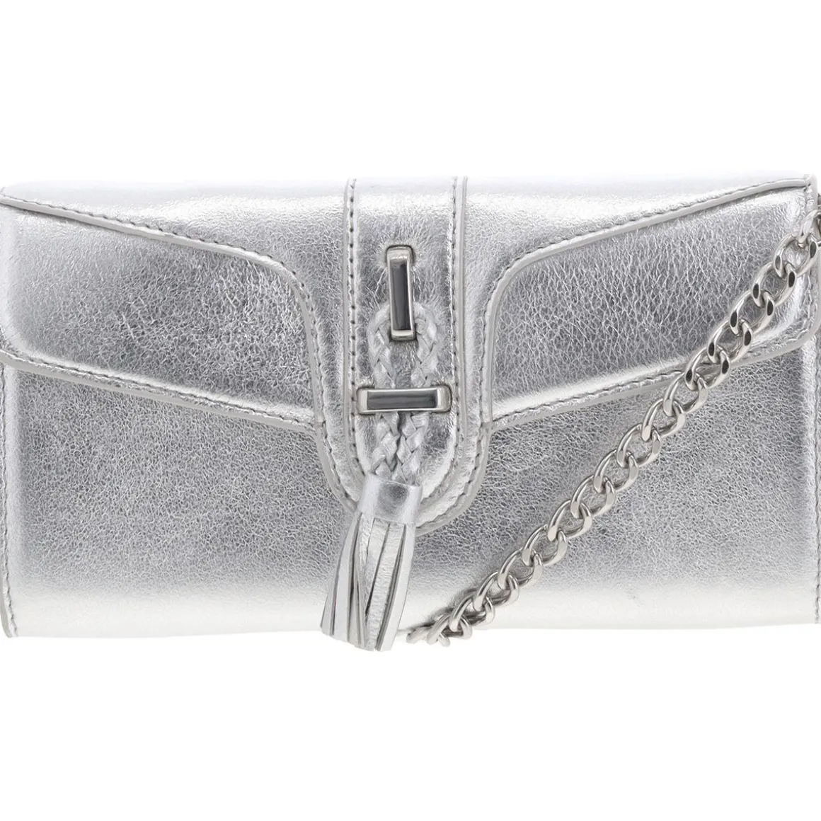 Maecy Fold-Over Leather Clutch Wallet