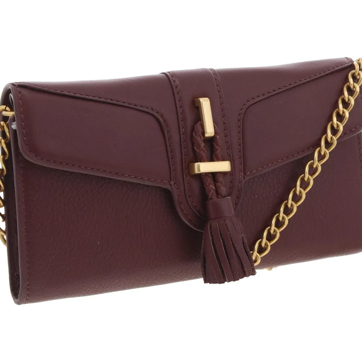 Maecy Fold-Over Leather Clutch Wallet