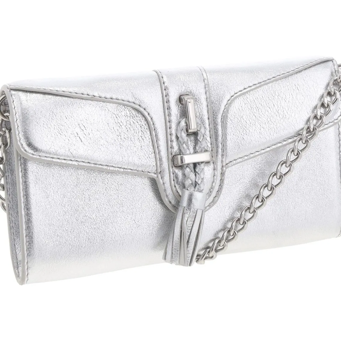 Maecy Fold-Over Leather Clutch Wallet