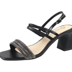 Majesty Faux Leather Rhinestone Slingback Sandals