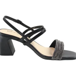 Majesty Faux Leather Rhinestone Slingback Sandals