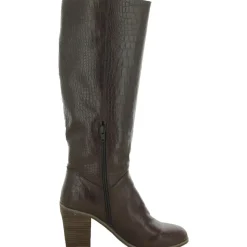 Make An Impact Vegan Croc Stacked Heel Knee-High Boot