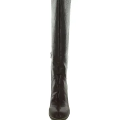 Make An Impact Vegan Croc Stacked Heel Knee-High Boot