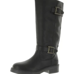 Malibu Vanitee Faux Leather Bliock Heel Knee-High Boots