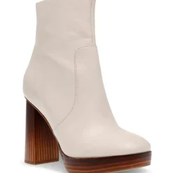 Marigold Leather Stacked Heel Ankle Boots