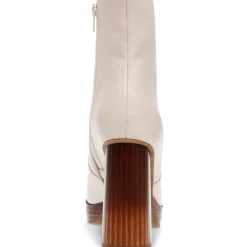 Marigold Leather Stacked Heel Ankle Boots