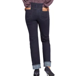 Marilyn Dark Wash Printed Cuff Straight Leg Jeans