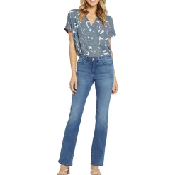 Marilyn Tencel Blend Mid Rise Straight Leg Jeans