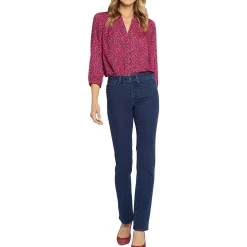 Marilyn Tencel Blend Mid Rise Straight Leg Jeans