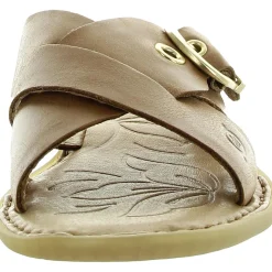 Marina Buckle Leather Flatform Sandals