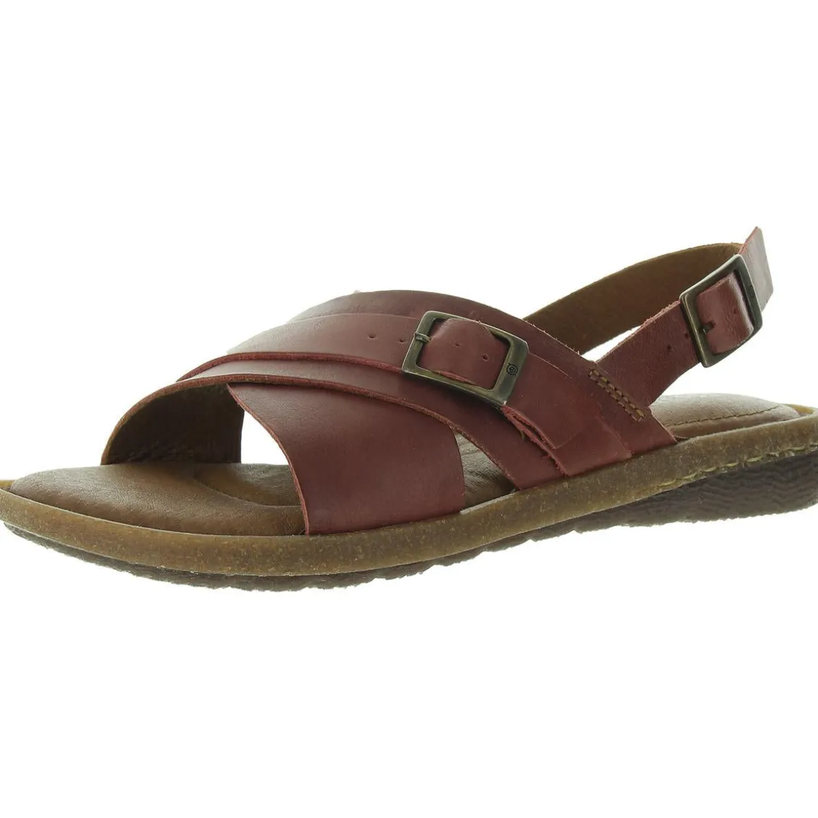 Marina Buckle Leather Flatform Sandals